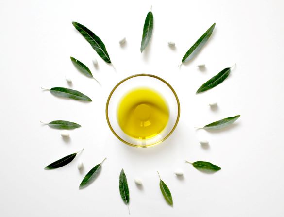 top view of olive oil in a glass
