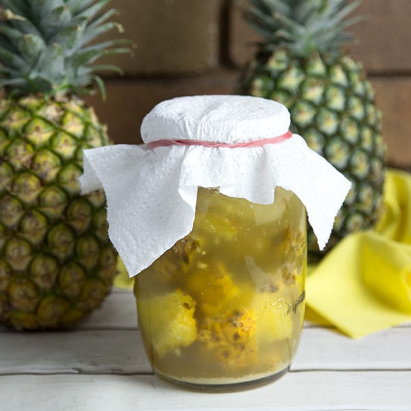 fermented pineapple vinegar in jar