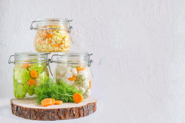 pickled carrots and vegetables in jars